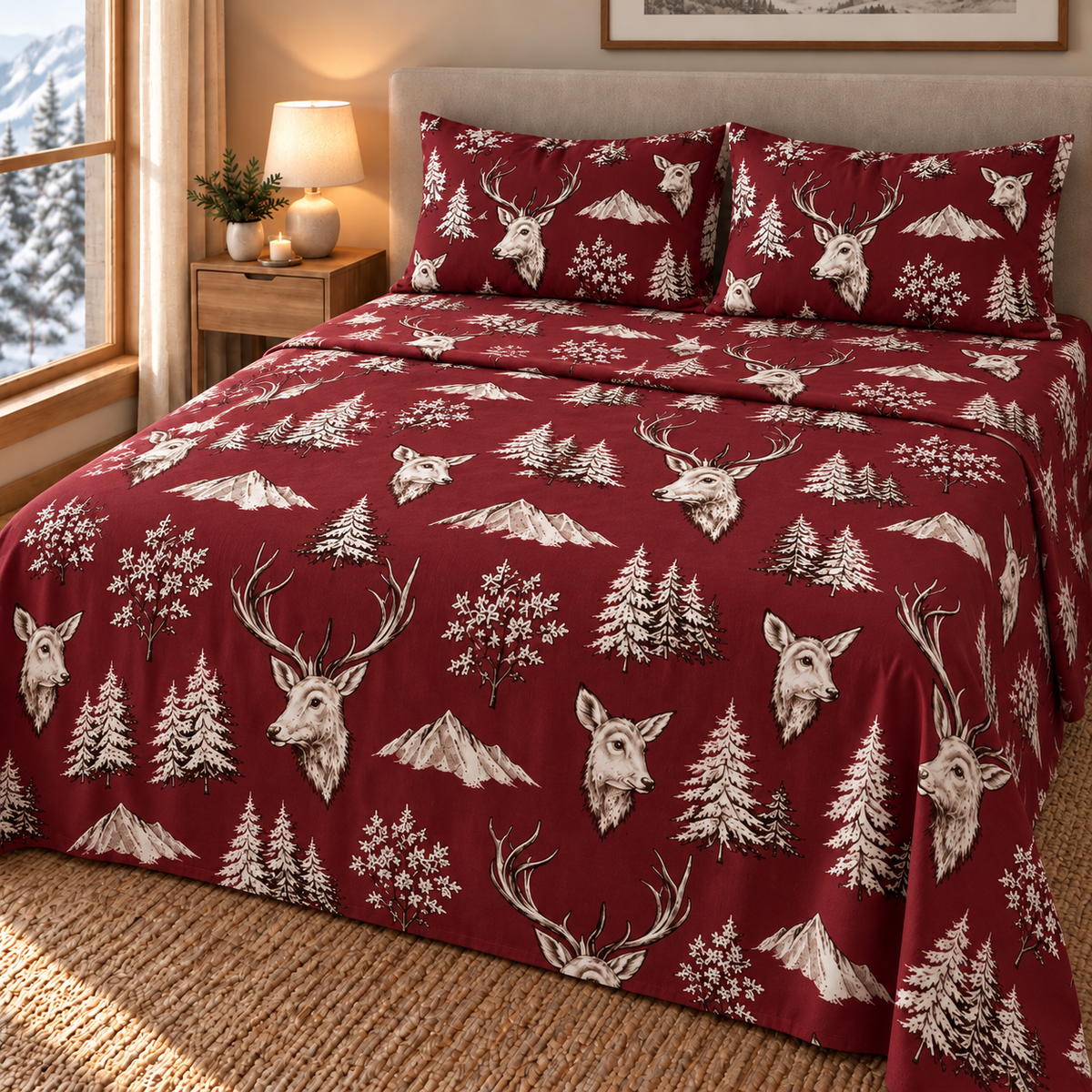 Competo letto con renne 100% cotone Zambaiti north 0365
