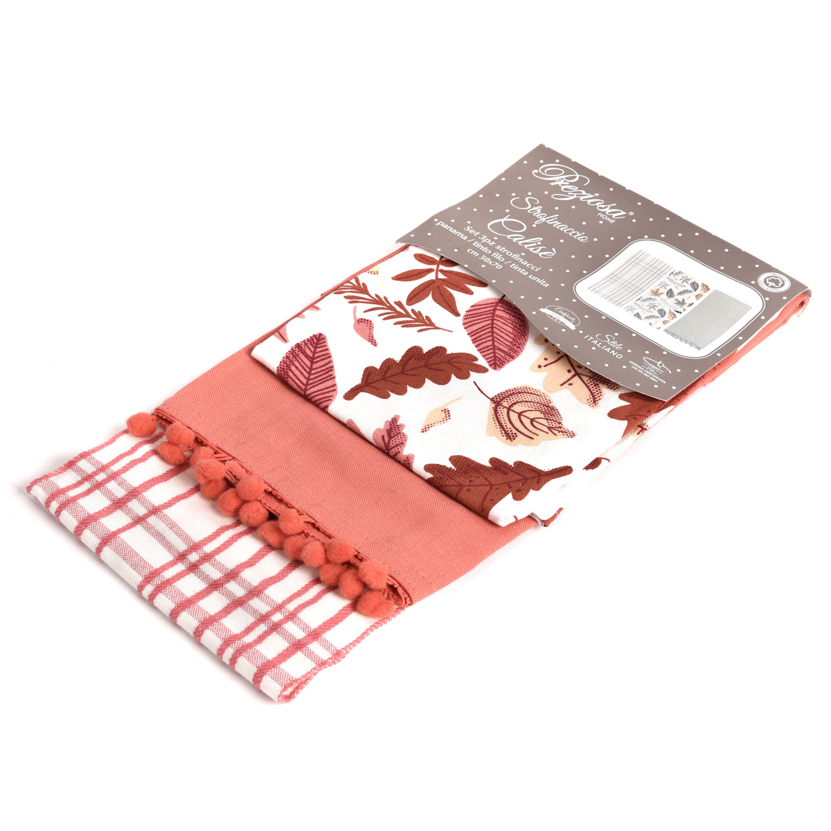Set da 3 strofinacci Preziosa Calisè W01 A rosso cotone