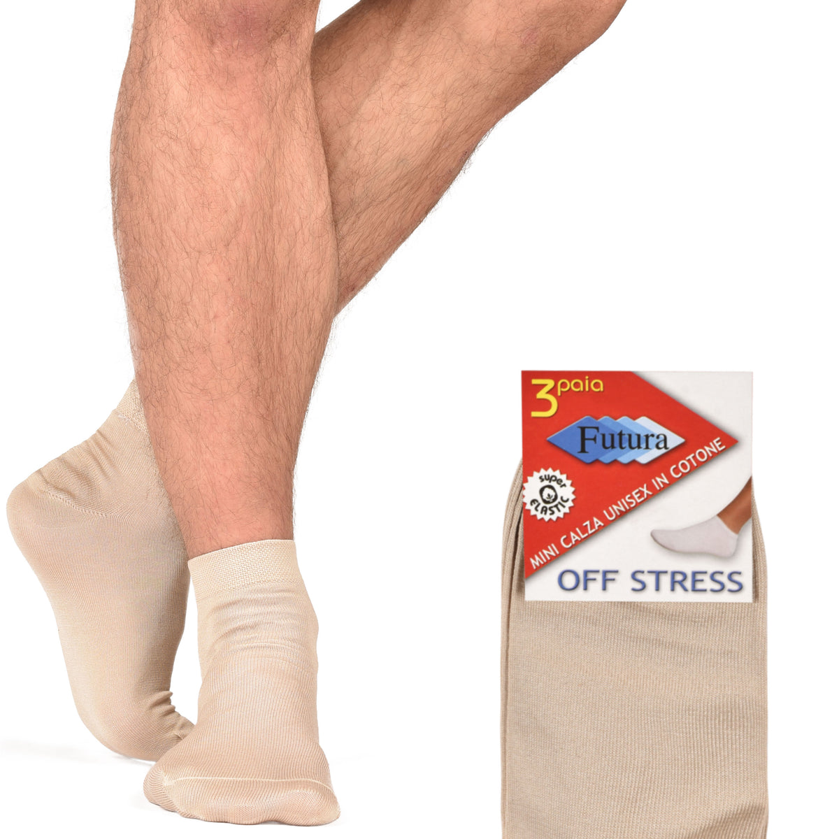 Calze corte unisex uomo donna Futura off stress in cotone 3 paia 