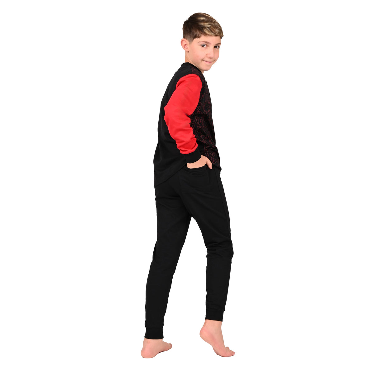 Pigiama uomo Milan in cotone leggero rosso nero PIGM 2010