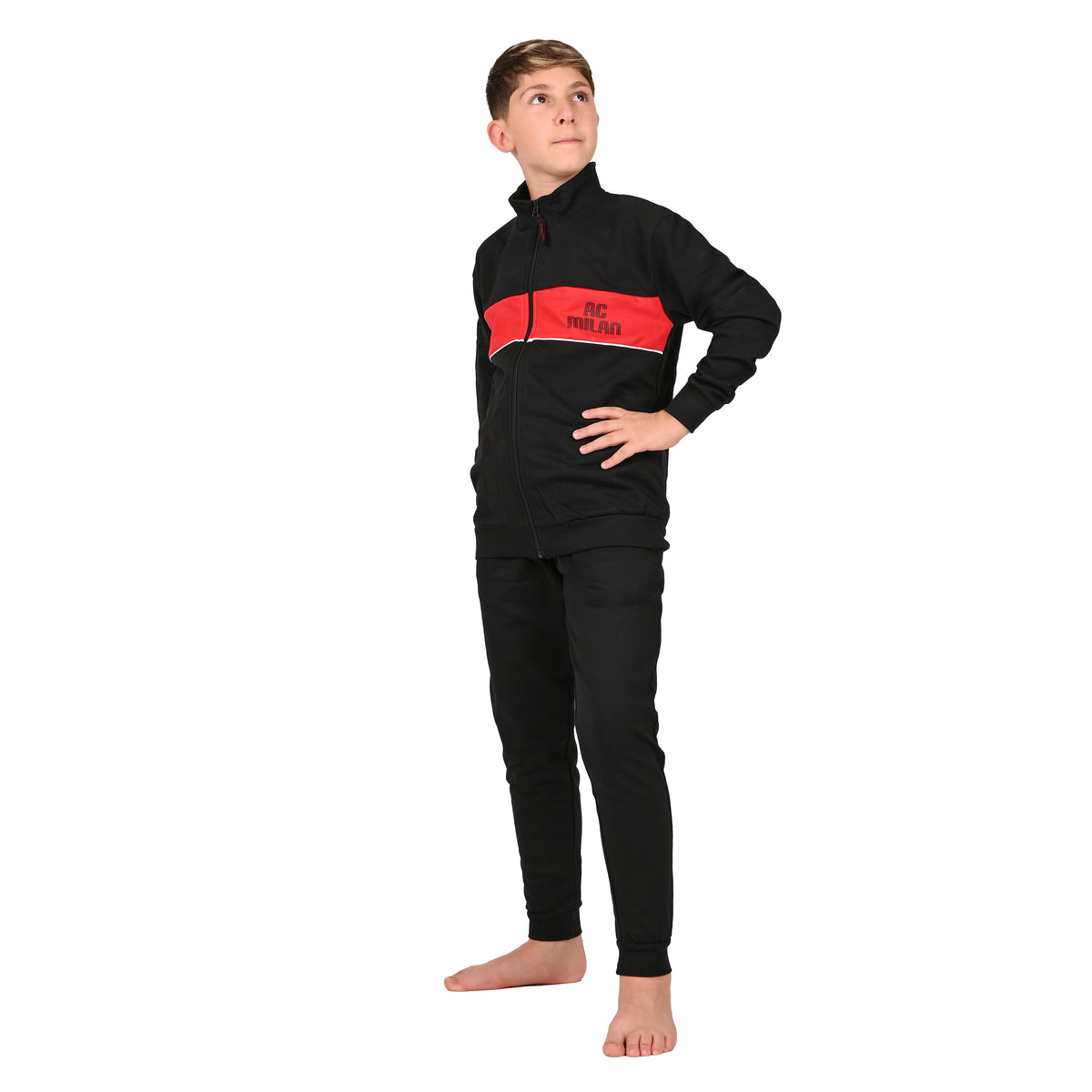 Tuta Bambino Milan in cotone leggero rosso nero F20 2025