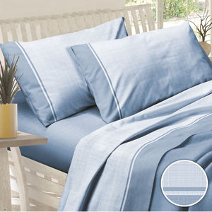 Lenzuola cotone pied poule Sommaruga Carezza D1 celeste