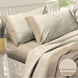 Lenzuola cotone pied poule beige Sommaruga Carezza D1