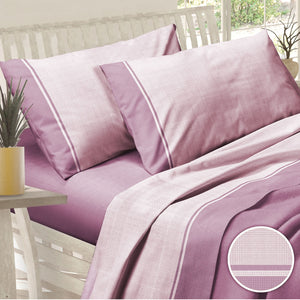 Lenzuola cotone pied poule rosa Sommaruga Carezza D1