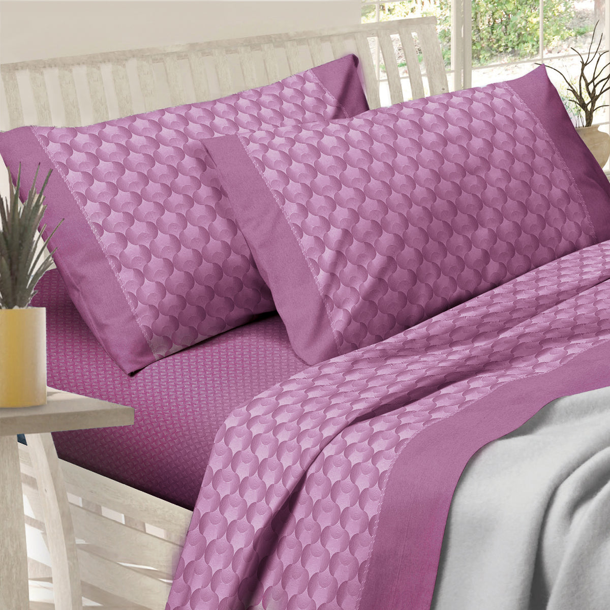 Completo letto lenzuola cotone Sommaruga rosa antico Carezza