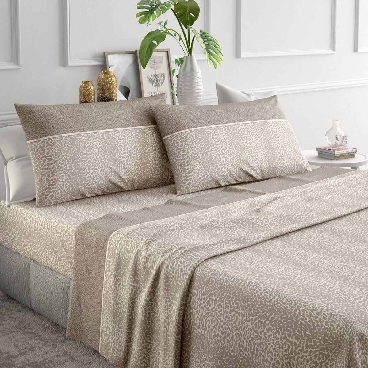 Completo letto Irge Ginevra Cassia 100% cotone leopardato