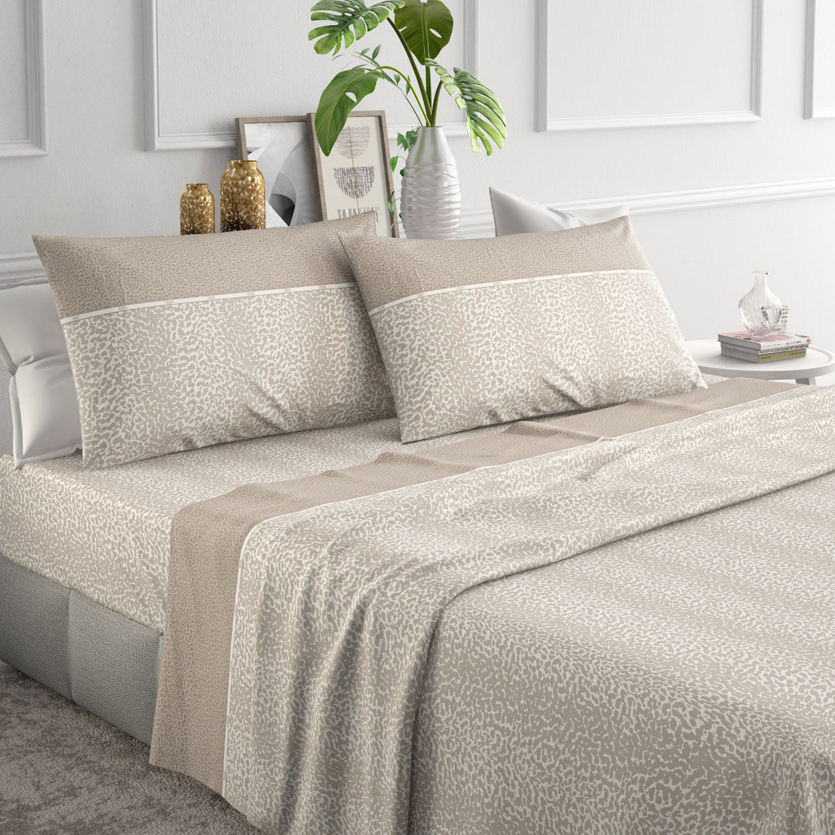 Completo letto Irge Ginevra Cassia 100% cotone leopardato