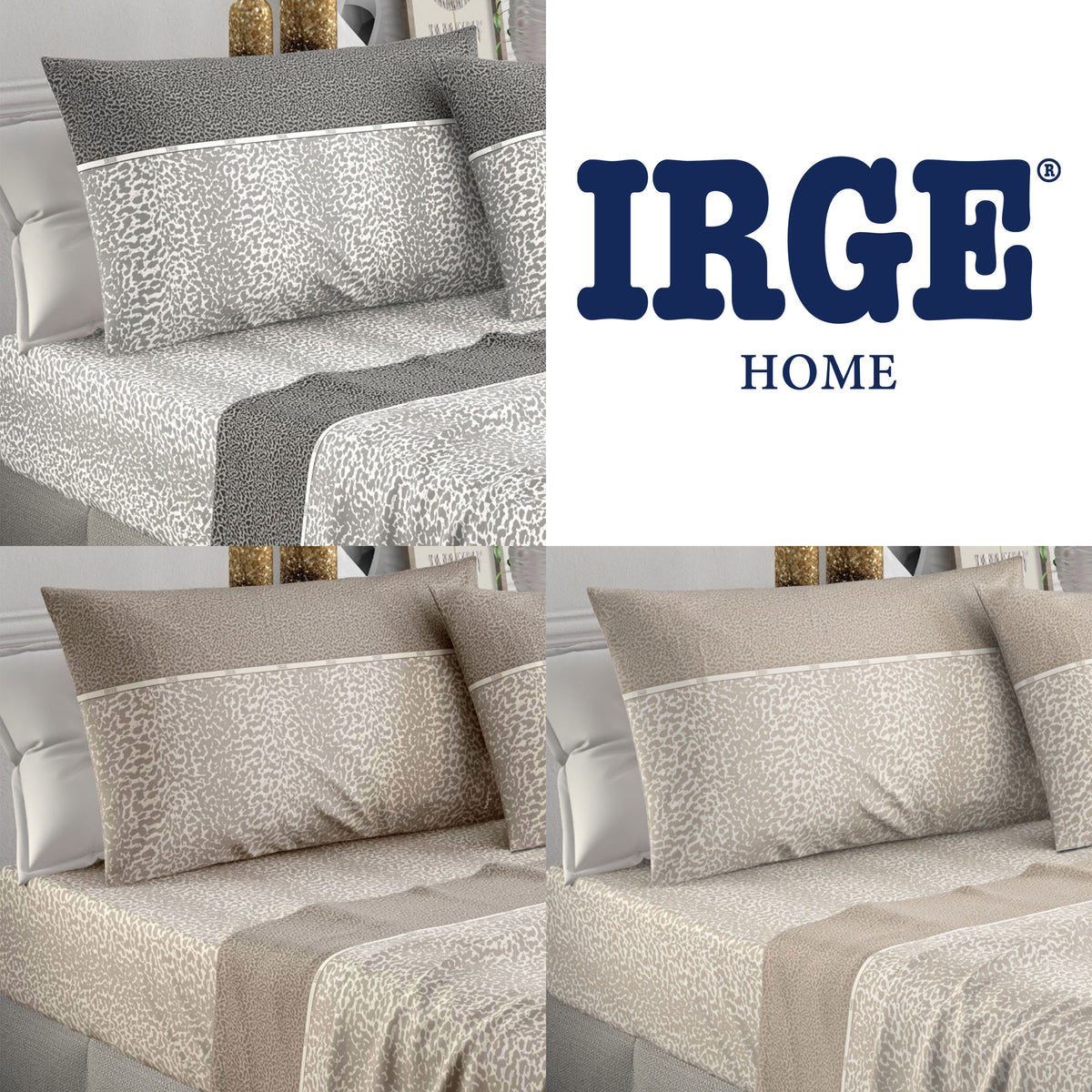 Completo letto Irge Ginevra Cassia 100% cotone leopardato