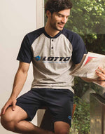Pigiama uomo cotone Lotto lp5019 grigio corto estivo