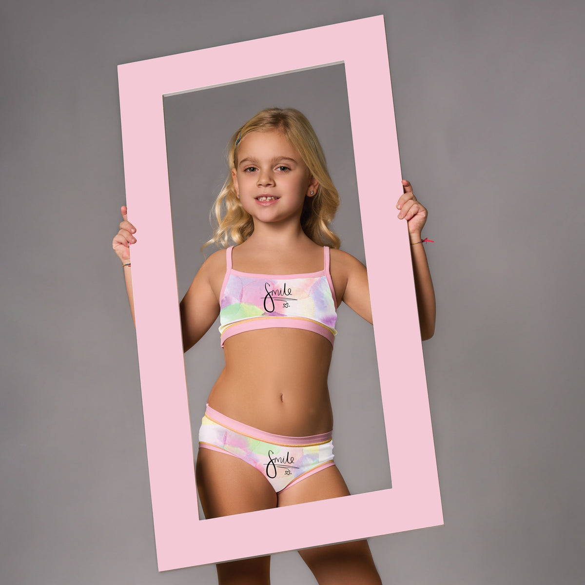 Completino Bimba Brasier + Slip in cotone Rossoporpora CB197 
