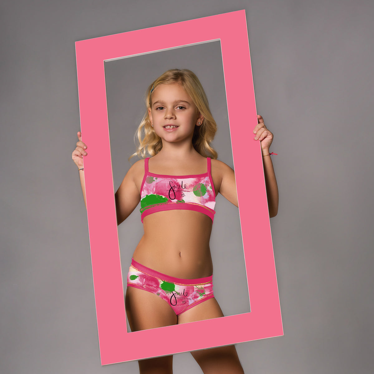 Completino Bimba Brasier + Slip in cotone Rossoporpora CB197 