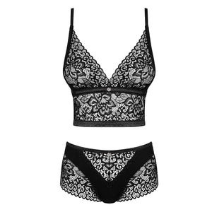 Sexy set top + shorties Obsessive Cecilla coordinato in pizzo nero