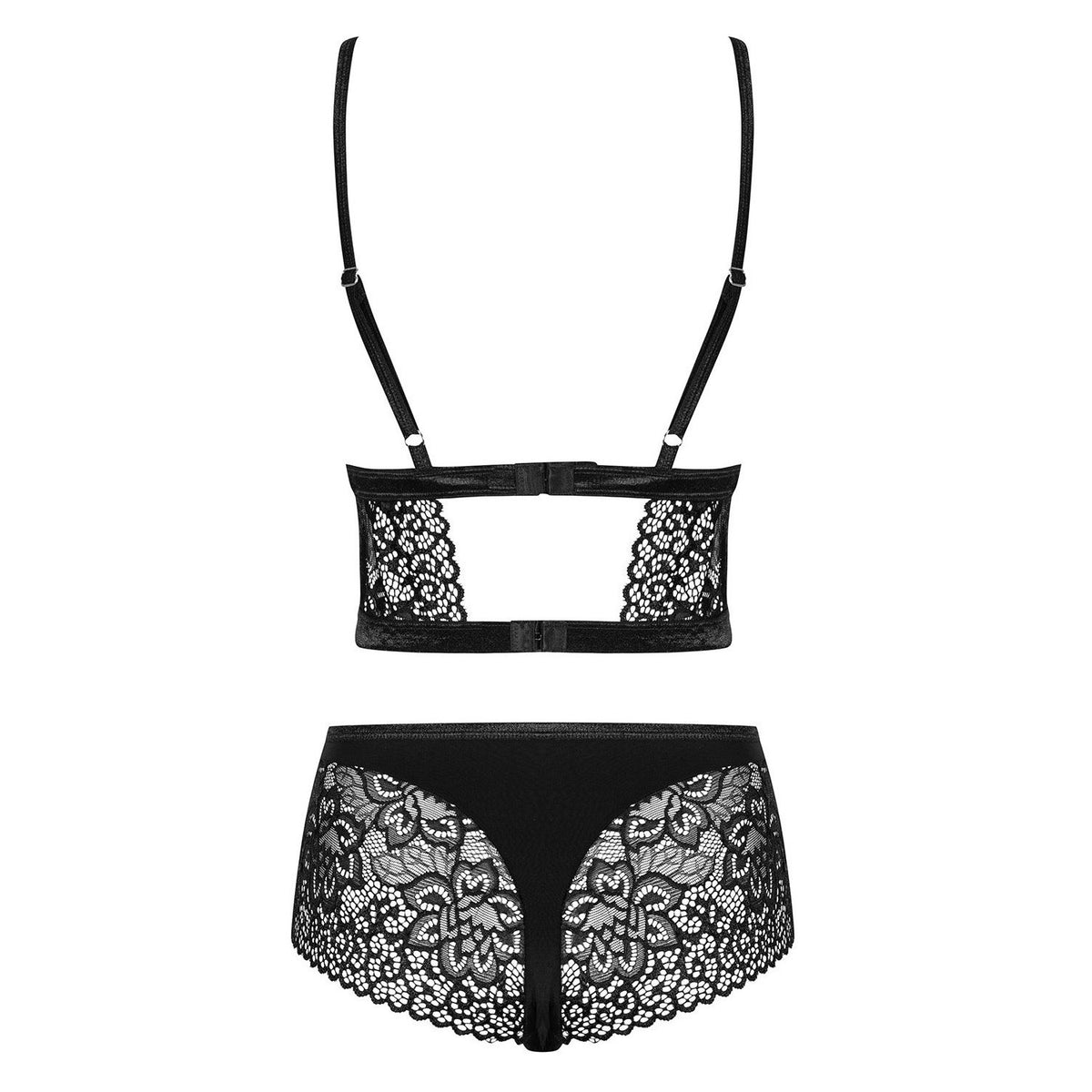 Sexy set top + shorties Obsessive Cecilla coordinato in pizzo nero