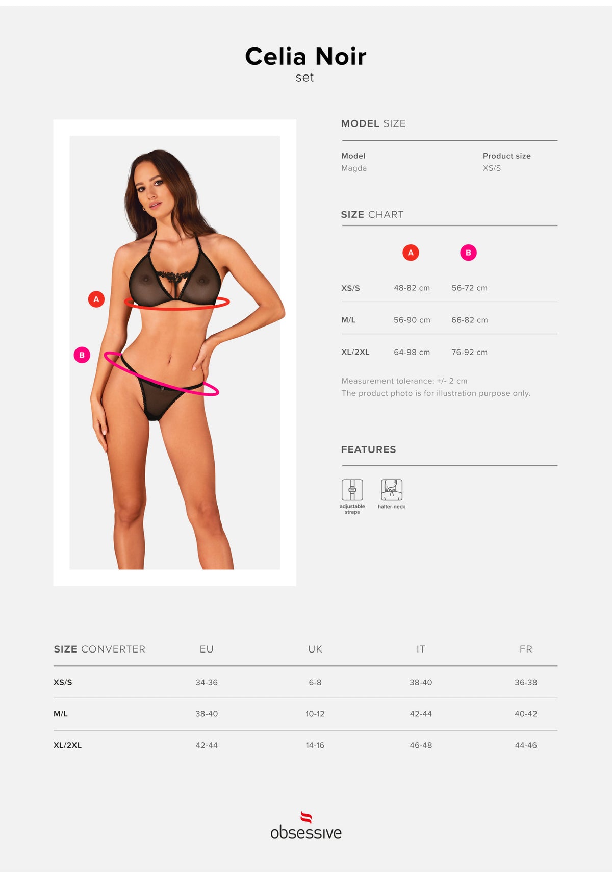 Coordinato sexy Celia noir set reggiseno + perizoma Obsessive 