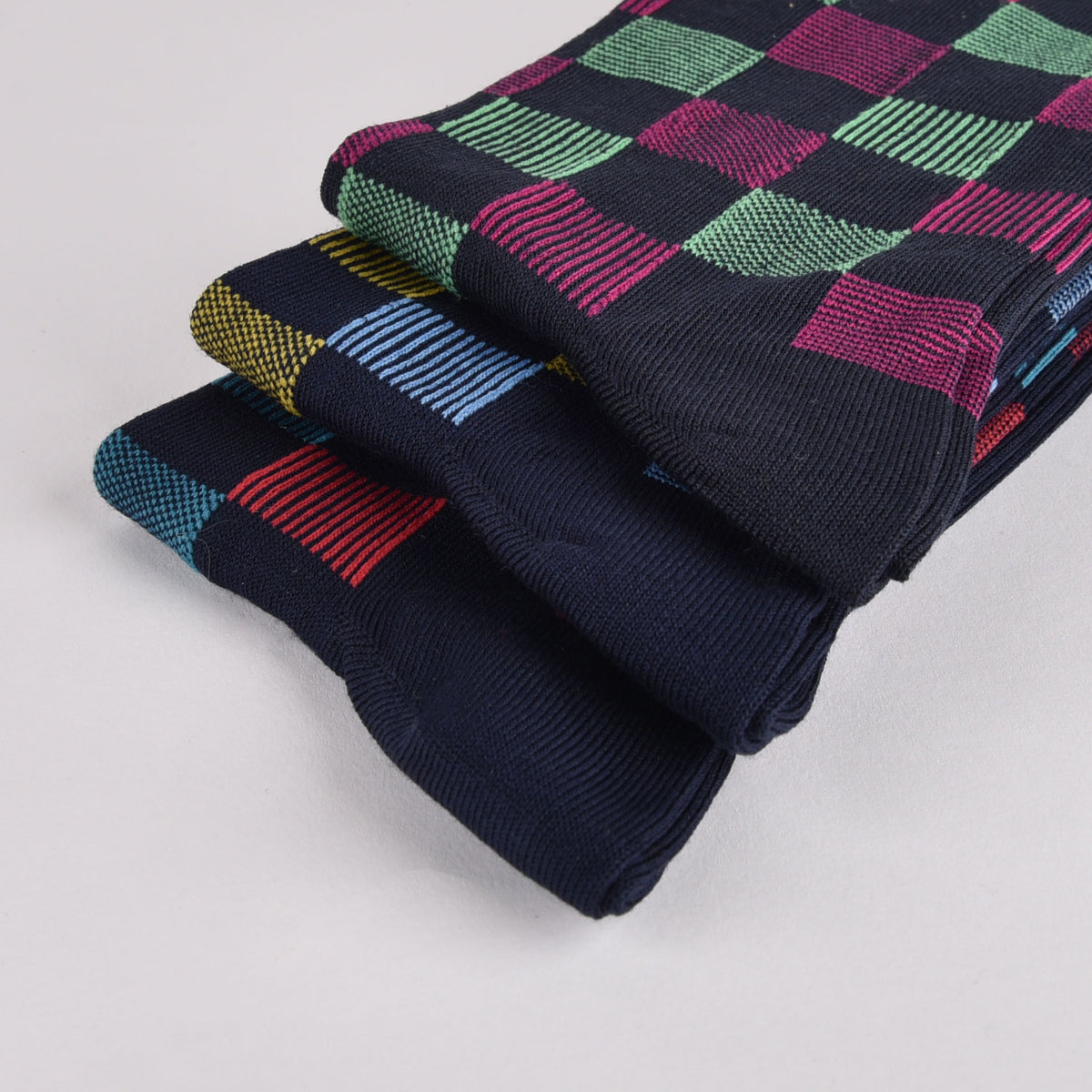 Calze uomo corte Enrico Coveri cheeky-3 Var C cotone scacchi 3 paia