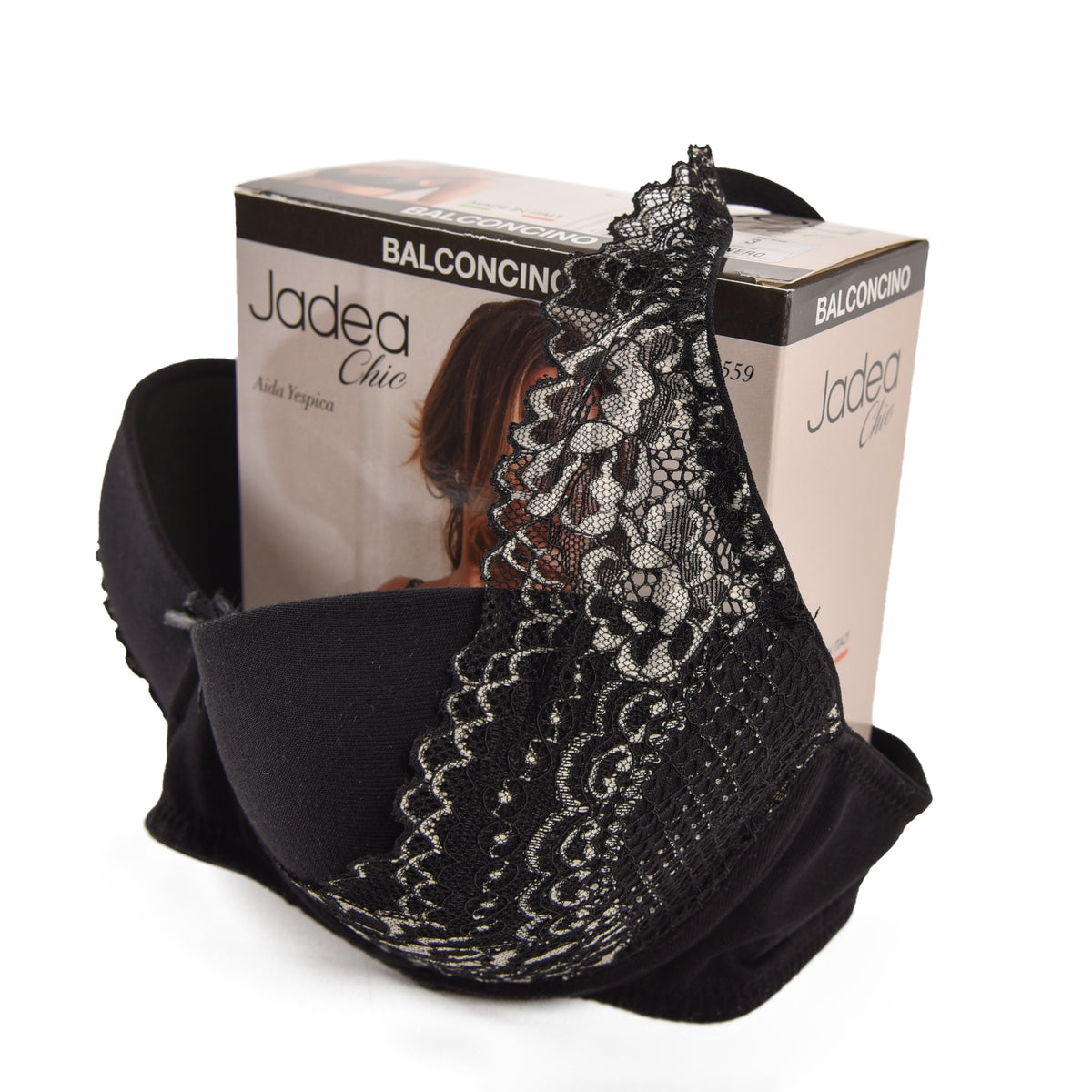 Reggiseno balconcino Jadea con ferretto in cotone con pizzo 4559