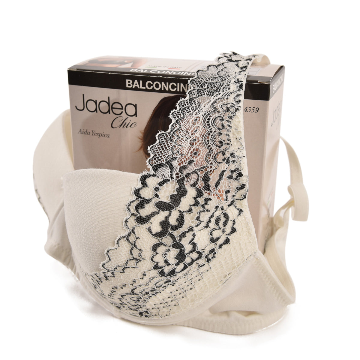 Reggiseno balconcino Jadea con ferretto in cotone con pizzo 4559