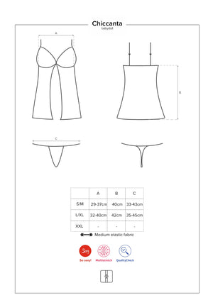 Sexy babydoll + perizoma Obsessive Chiccanta pizzo nero 2 pz.