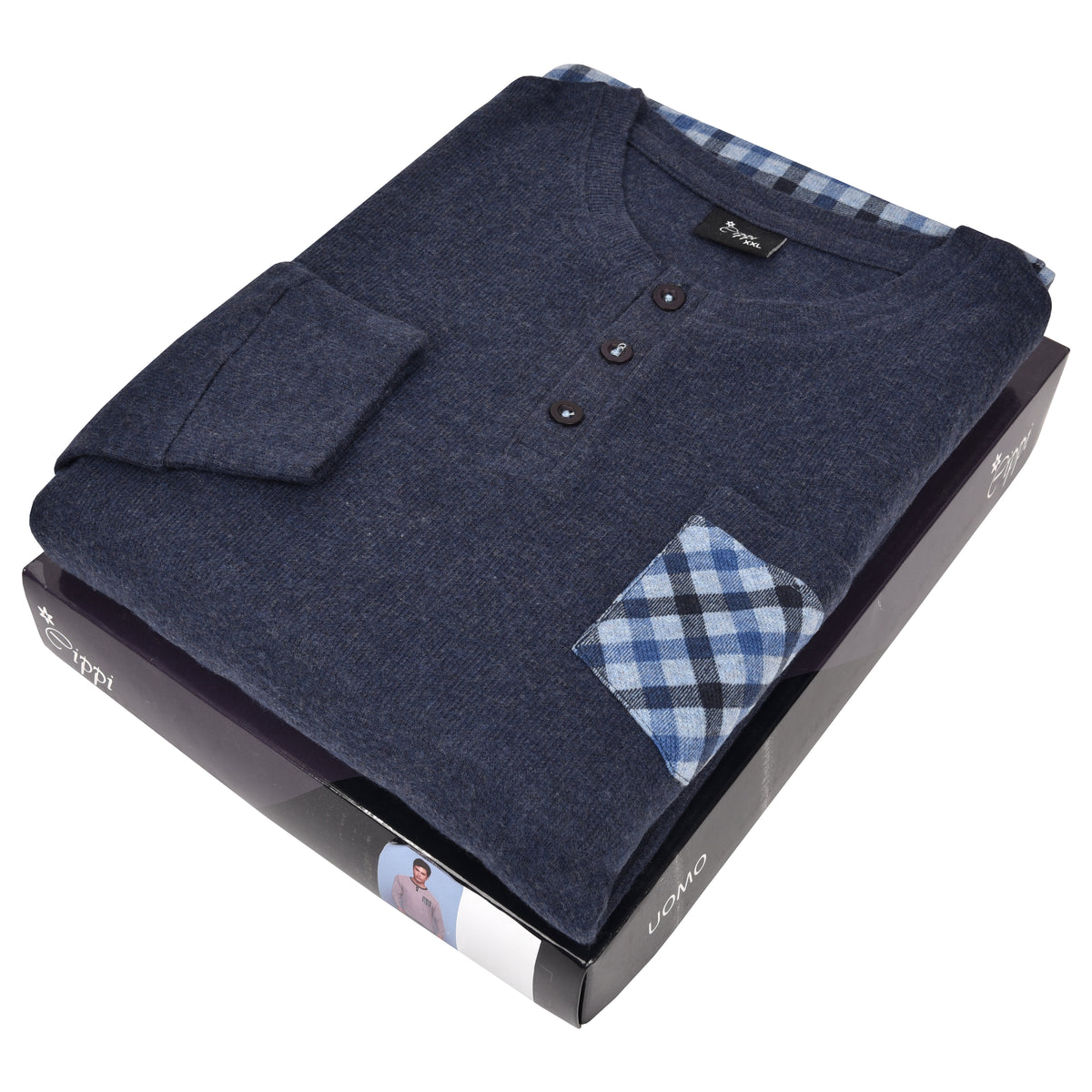 Pigiama uomo punto milano navy fantasia a quadri 1614 Cippi
