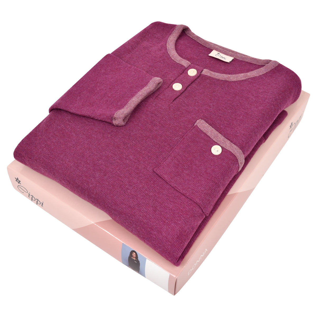 Pigiama donna punto milano prugna Cippi 2248 