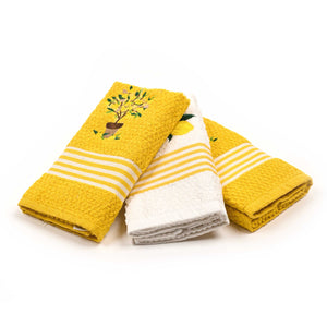 Set Strofinacci da Cucina in spugna jacquard con ricamo Peziosa Circus 3 Pz
