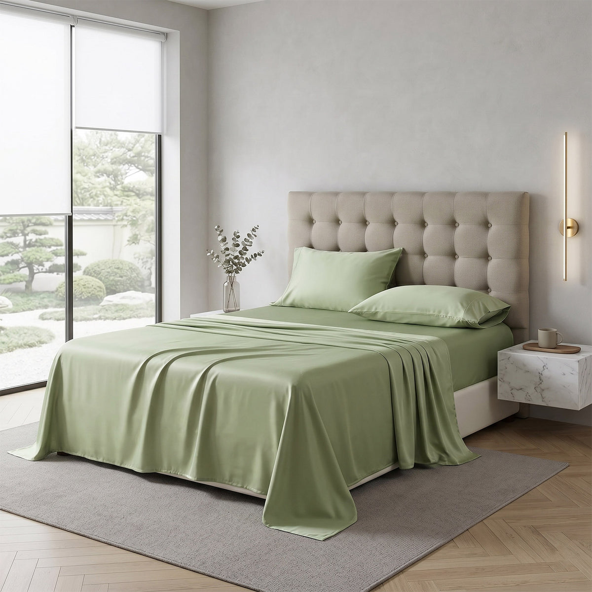 Completo letto Biancaluna Clara  seta di bamboo vegan