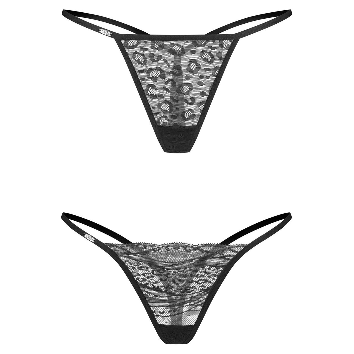 Perizoma pizzo e tulle leopardato Obsessive Clara-2-pack thong