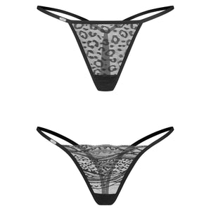 Perizoma pizzo e tulle leopardato Obsessive Clara-2-pack thong