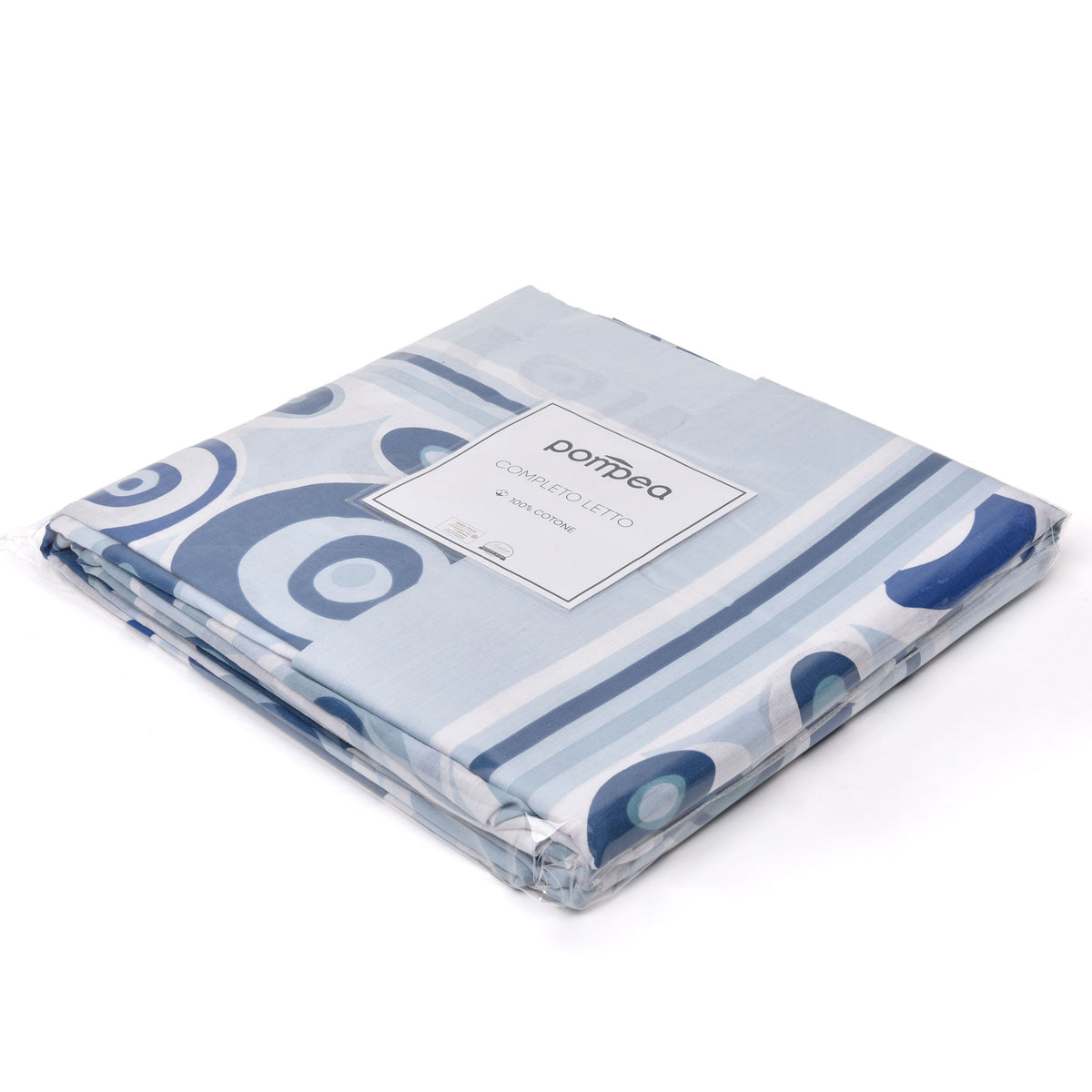 Completo letto Pompea Clio lenzuola sopra sotto con angoli federa azzurro