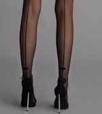 Sexy collant Fiore Christy 20 den nero con riga e fiocchetto posteriore
