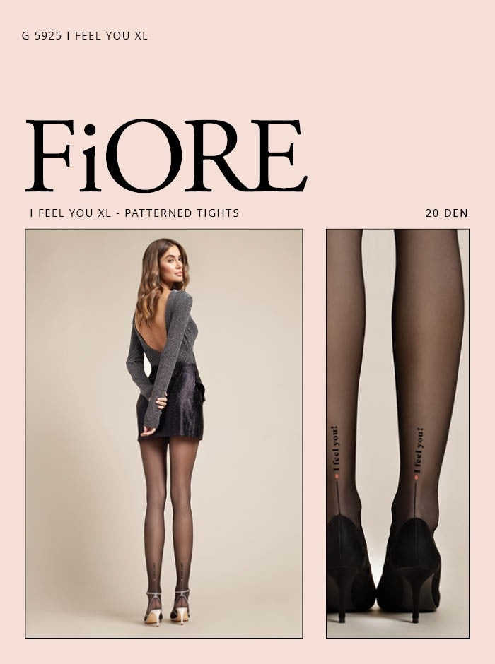 Collant Fiore I Feel You 20 den con scritta nero