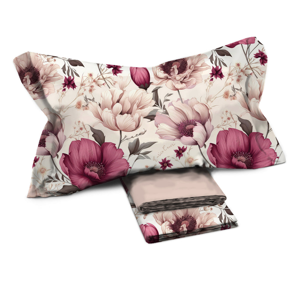 Completo letto floreale percalle di cotone Enrico Coveri Etta
