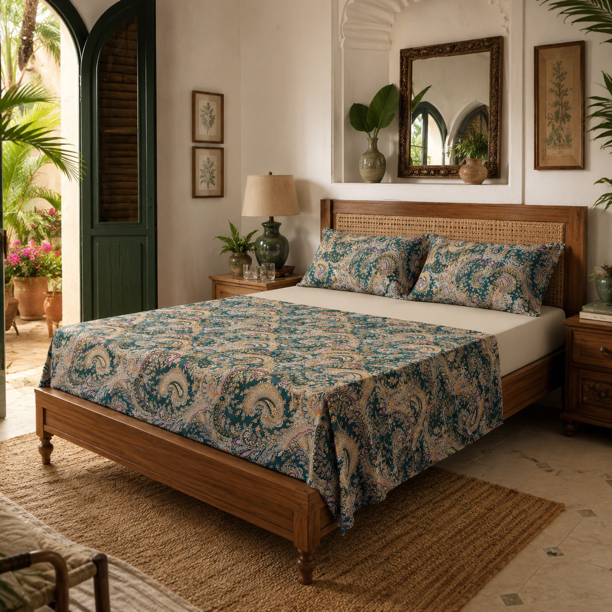 Completo letto motivo paisley percalle di cotone Enrico Coveri vinia