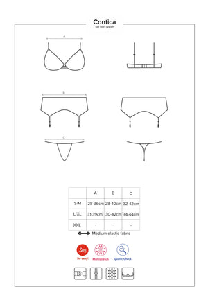Sexy set reggiseno reggicalze perizoma Obsessive Contica set in pizzo