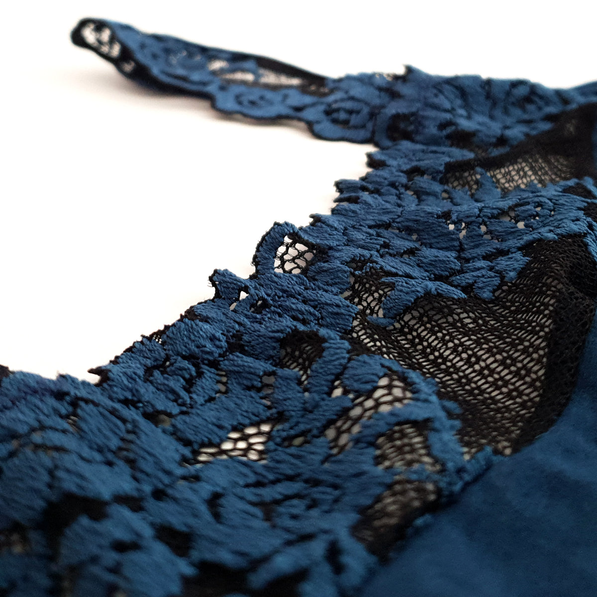 Coordinato Jadea 4437 top + slip cotone pizzo petrolio