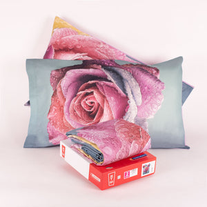 Copripiumino letto matrimoniale Biancaluna Flos set copripiumino + due federe rose