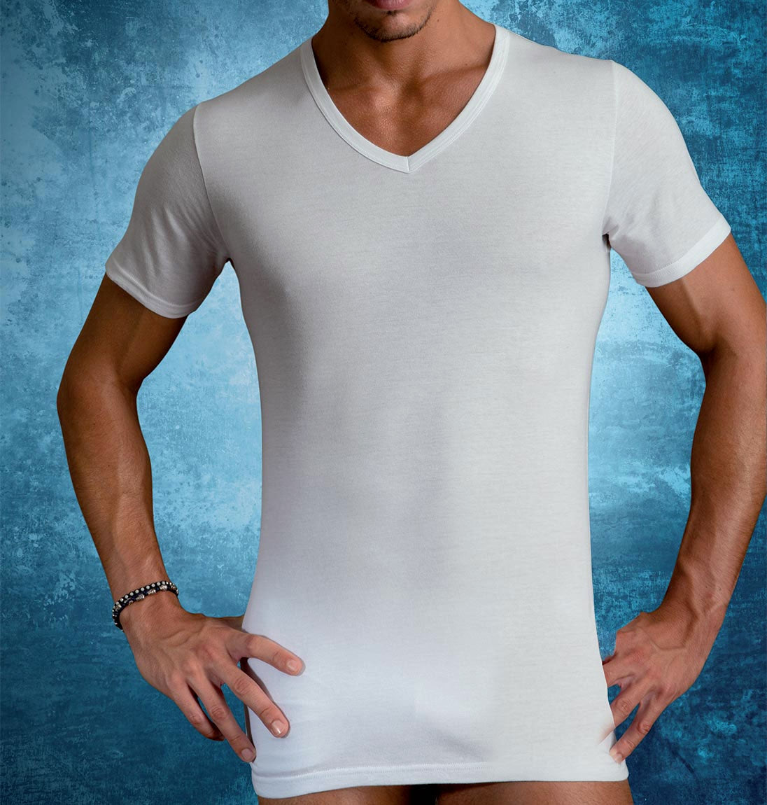 Maglia intima uomo Cotonella au123 manica corta a punta in 100% cotone 