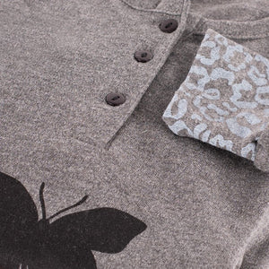 Camicia da notte Cotonella abito da notte caldo cotone DDC52 grigio farfalla