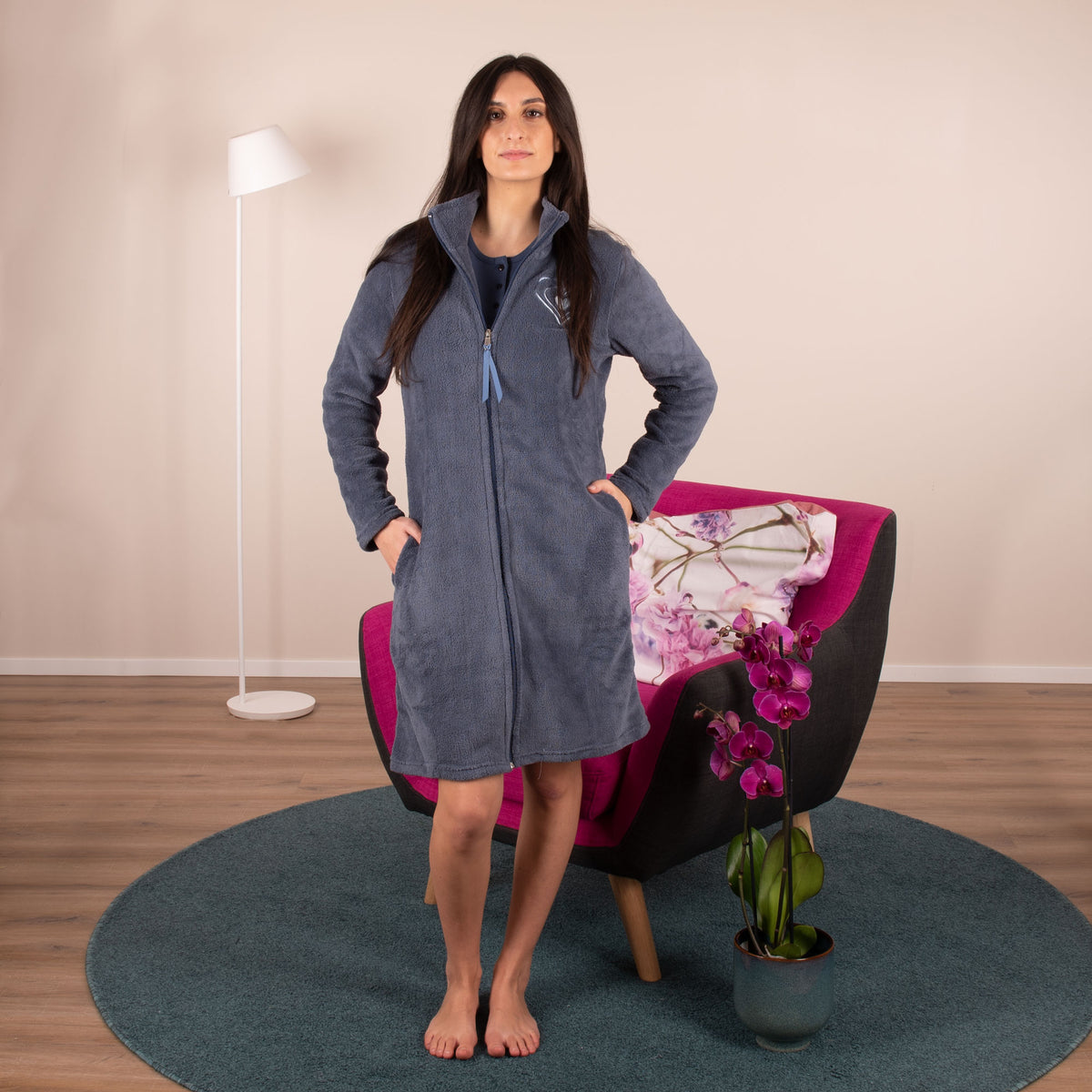 Vestaglia giacca da camera donna in coral Cotonella DDC62 jeans