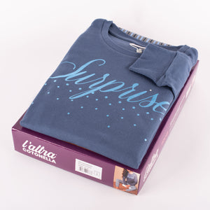 Pigiama donna cotonella caldo cotone manica lunga righe DDC48 Jeans