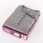 Pigiama donna caldo cotone righe Cotonella DDC49 grigio scuro