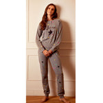 Pigiama donna caldo cotone Cotonella stelle DDC37 grigio scuro