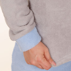 Pigiama donna in coral caldissimo cuore Cotonella DDC57 grigio celeste