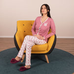 Pigiama donna aperto a giacca caldo cotone Cotonella DDC59 malva
