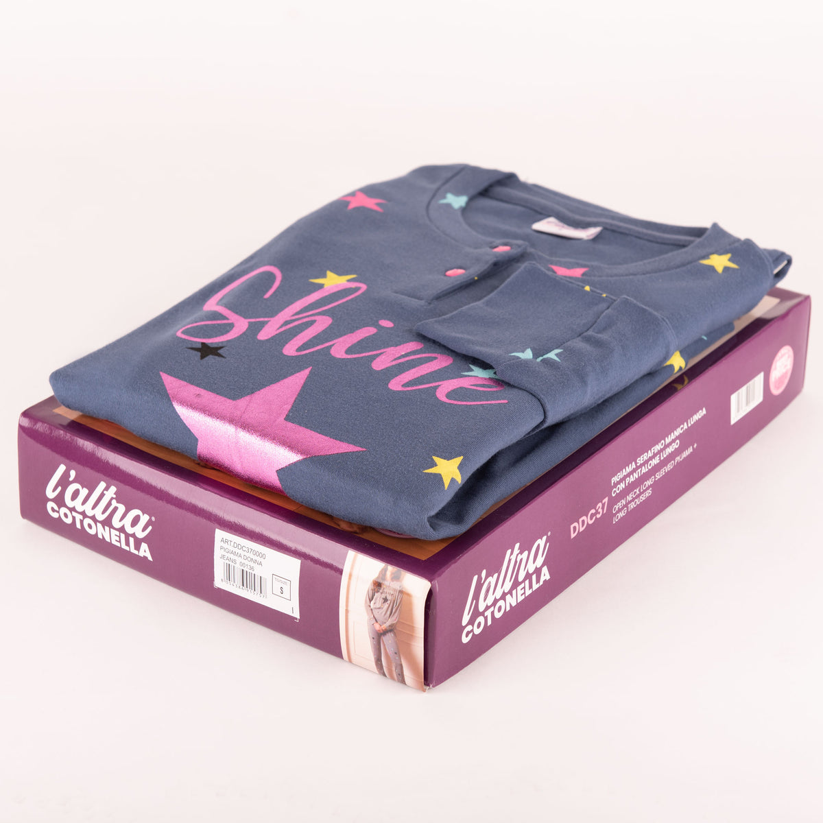 Pigiama donna caldo cotone Cotonella stelle DDC37 jeans