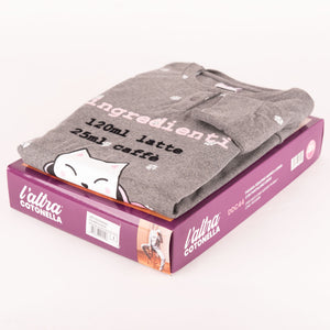 Pigiama donna con gatto Cotonella cotone interlock DDC44 grigio scuro