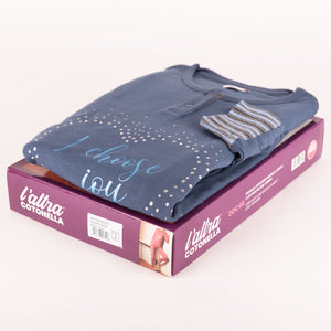 Pigiama donna Cotonella cotone interlock cuore strass DDC46 jeans