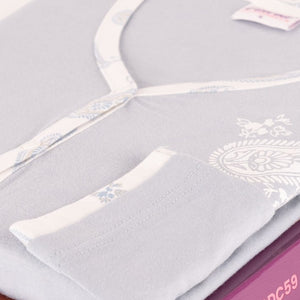 Pigiama donna aperto a giacca caldo cotone Cotonella DDC59 celeste