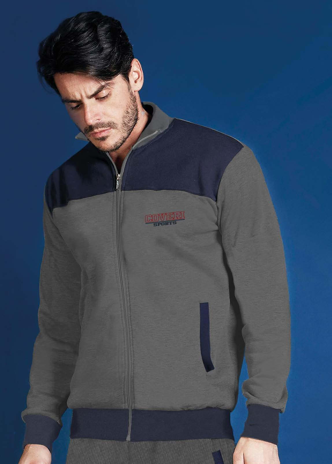 Pigiama tuta Enrico Coveri ea1021 in cotone felpato invernale grigio