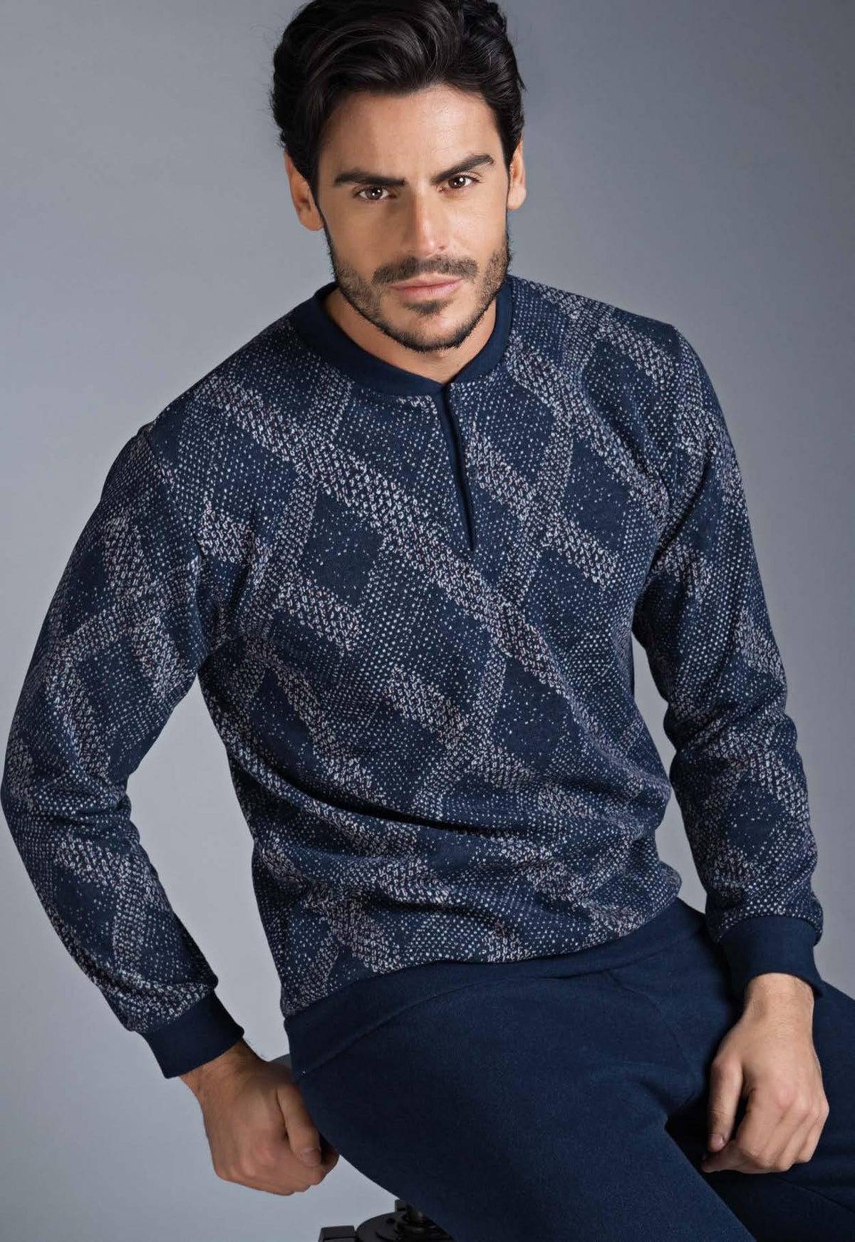 Pigiama uomo invernale Enrico Coveri ep5054 blu punto milano